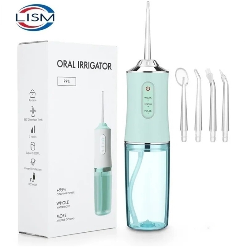 Oral Irrigator Portable Dental Water Flosser Rechargeable Water Jet Floss Tooth Pick 4 Jet Tip 220ml 3 Modes IPX7 1400rpm 240701