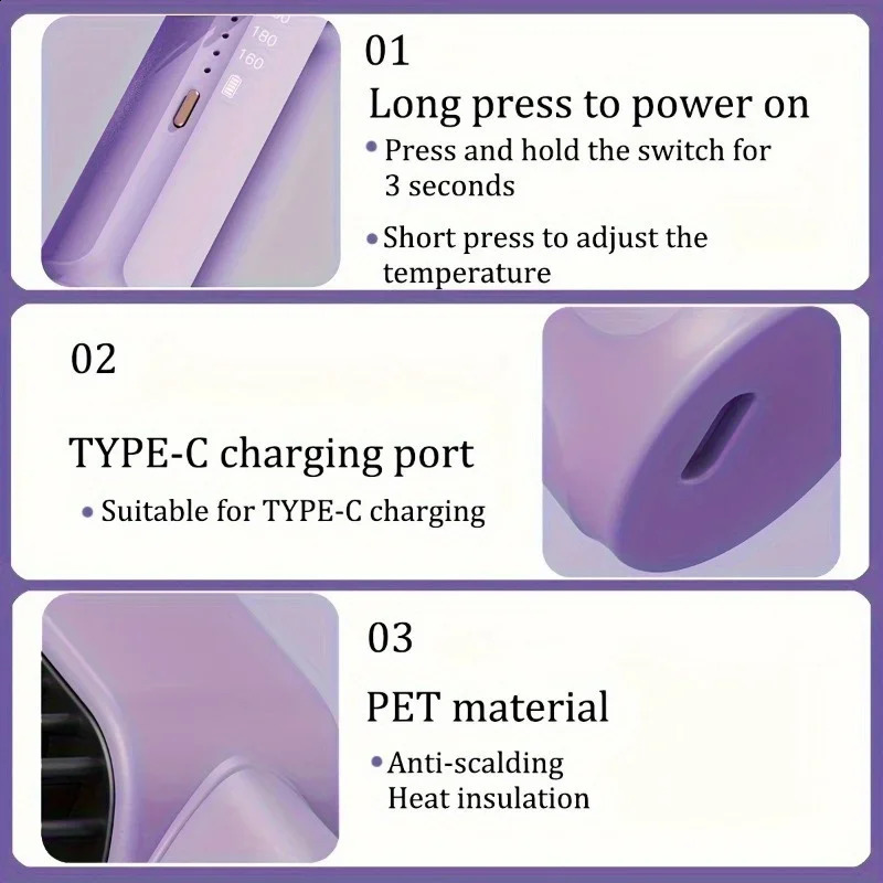 Portable Cordless Wireless Mini Hair Straightener Wireless Comb Straightening Hair Styling Appliances Comb Straightener 240701