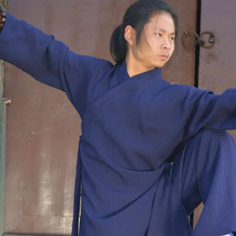 Chinese Wudang Taoist Kung Fu Uniform Clothes Highgrade Tai Chi Robe Shaolin Buddhist Monk Robes Martial Arts Kungfu Linen Set 240619