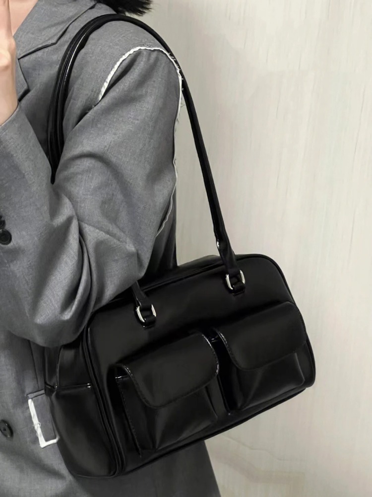 Vintage Girls' Shoulder Bags: Trendy Preppy Streetwear, All-Match Casual Solid Design, Aesthetic Underarm Fashion Handbags