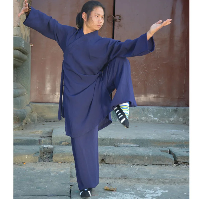 Chinese Wudang Taoist Kung Fu Uniform Clothes Highgrade Tai Chi Robe Shaolin Buddhist Monk Robes Martial Arts Kungfu Linen Set 240619