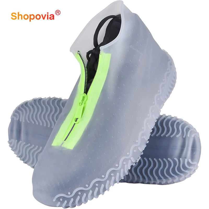 Anti-slip For Unisex Reusable Silicone Rain Shoe Covers Zipper Overshoes Waterproof Shoes Cover New Women Galoshes 2024 240626