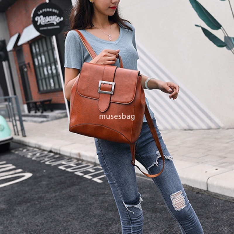Advanced Women's Designer Oil Wax Leather Backpack Practical Simple Multi functional Fashionable and Trendy Bag Single Shoulder Crossbody Student