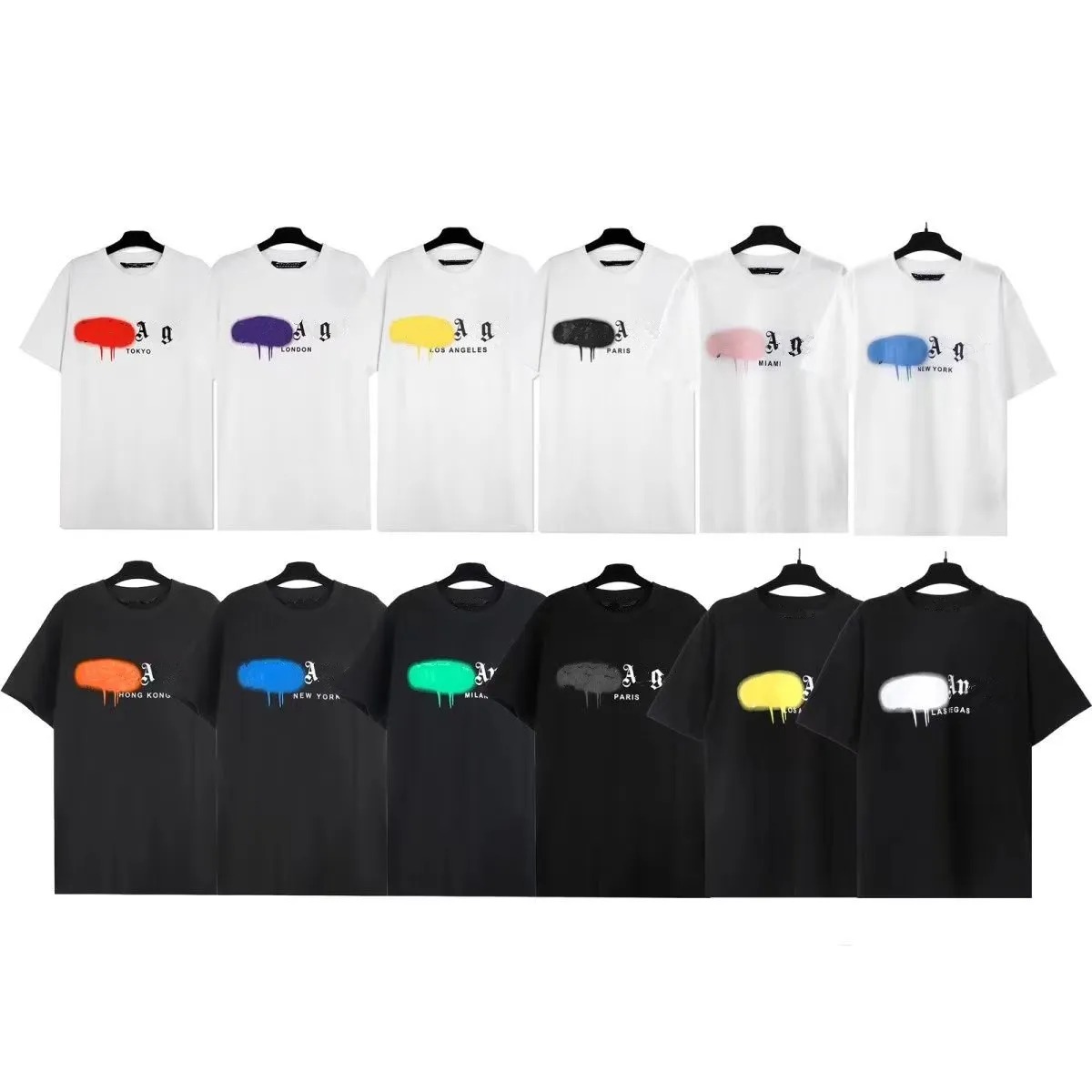 palmangle brand tshirt tshirts t mens streetwear designer shirt crew neck cotton short sleeve black sprey teeshirt man summer orange graphic tee top