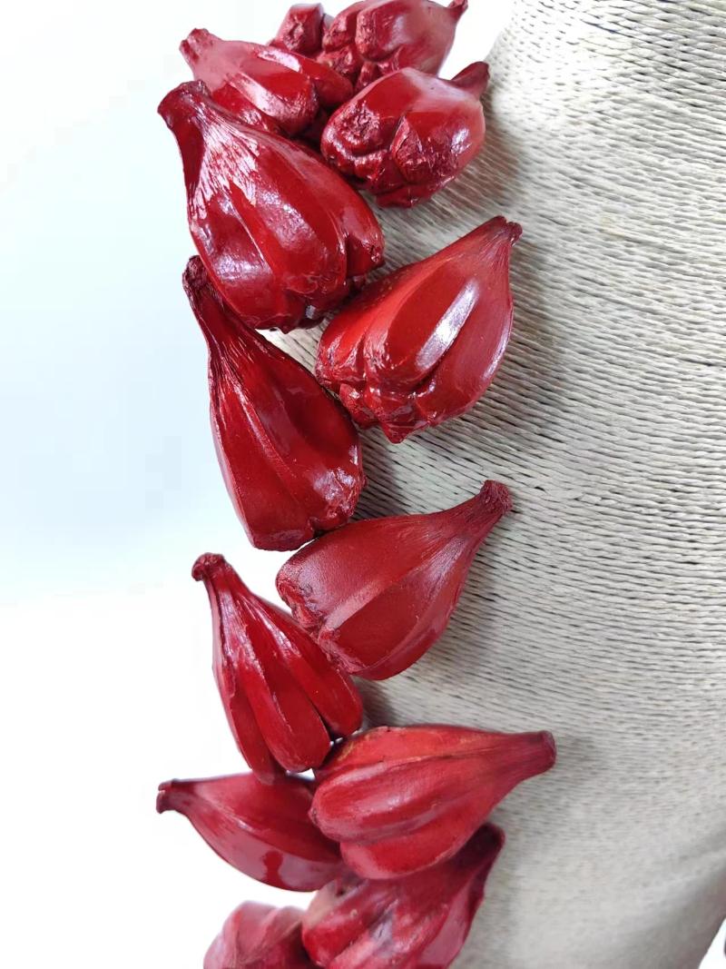 Decorative Flowers Traditional Natural Red Ula Fala Necklace Formal Occasions Handmade Men And Women Accessories For Celebratory