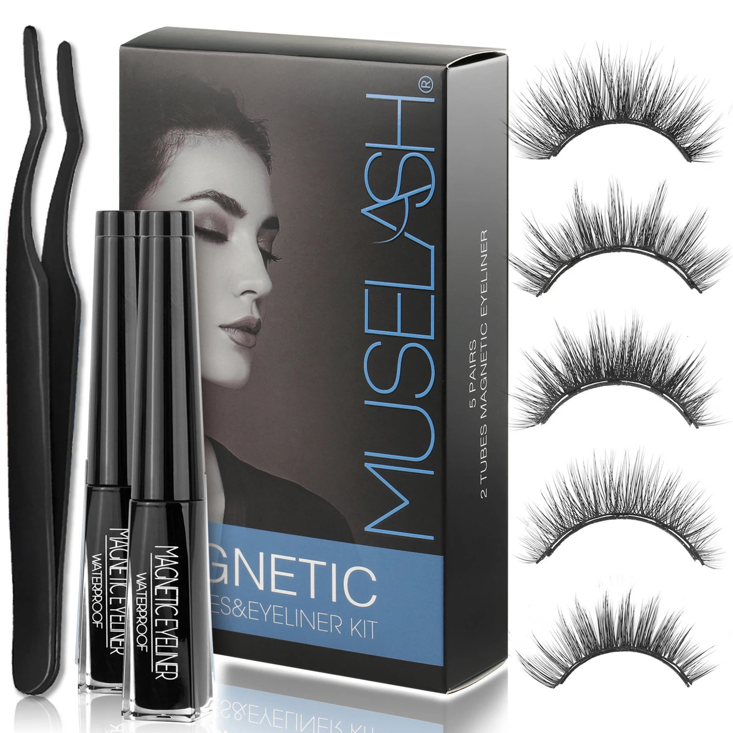 3D Magnetic Eyelashes with Eyeliner Kit 5 Pairs Reusable False Eyelashes Natural Look Magnetic Lashes 240702