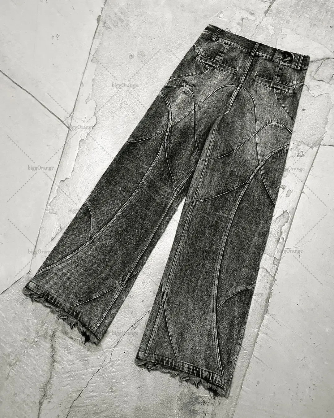 Y2K Destroyed Stitching Jeans Mens Black Washed Jeans Gothic Style Street Trend Clothing Retro Loose Wide Leg Pants Fall Guys 240701 - view 3