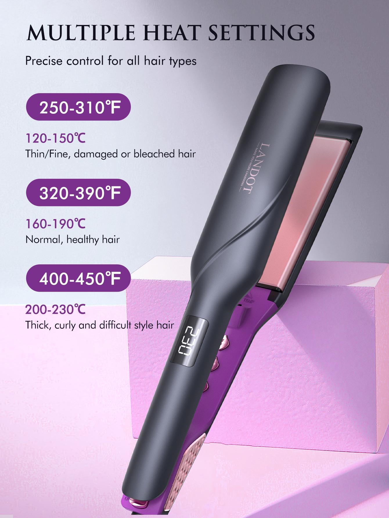 US stock Straightener and Curler 2 in 1 - Professional Ceramic Straightening Curling Iron for Straighten Curl Wave Hair - Dual Voltage 12 Digital Heat