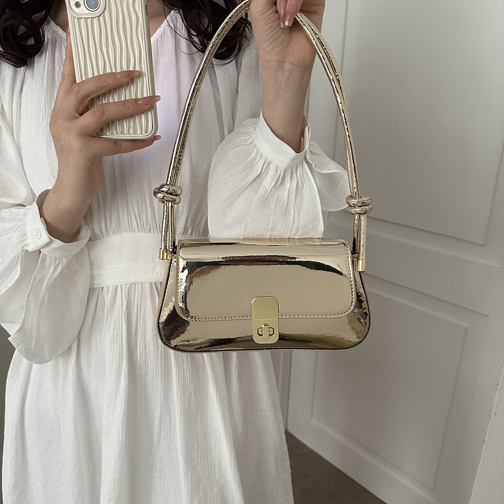 Women Crossbody Knotted Straps Bright PU Casual Handbags Underarm Fashion Simple Hasp Closure Female Messenger Bag Totes H7.3#16.5 ddmy 8a29