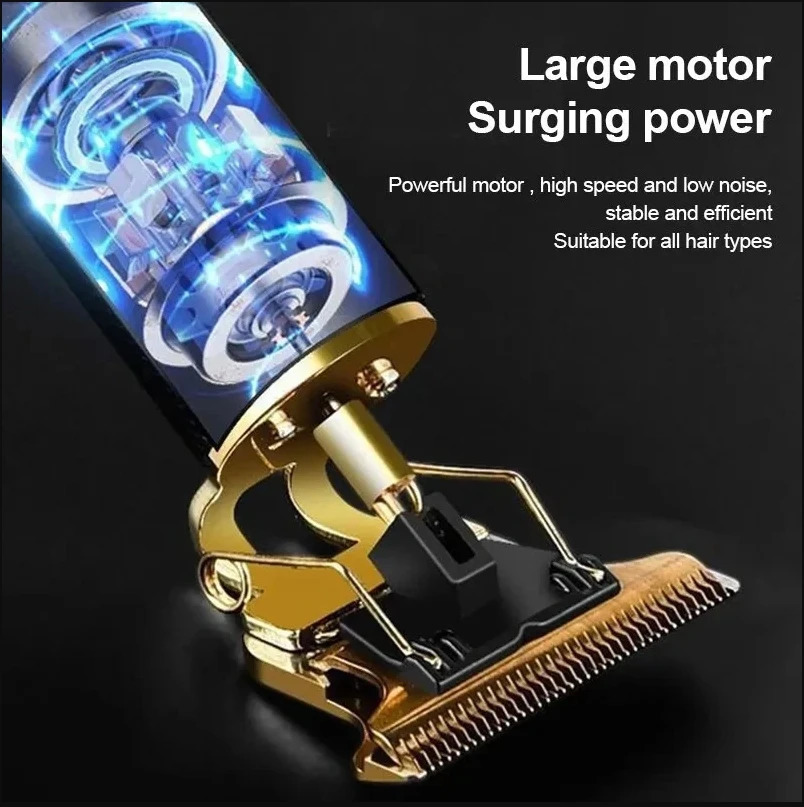 T9 Electric Barber Clip USB Charging Mode Fashion Waterproof Wireless Professional Barber Push Razor 240703