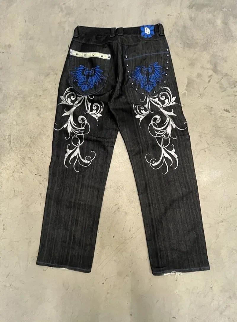 Mens Jeans Retro Y2K Antarctic Style Blue Reflects Brooklyn Basement For Men And Women Harajuku Gothic Denim Trousers Street Wear