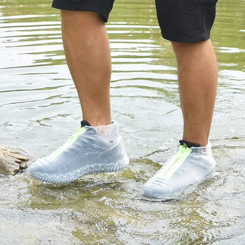Anti-slip For Unisex Reusable Silicone Rain Shoe Covers Zipper Overshoes Waterproof Shoes Cover New Women Galoshes 2024 240626