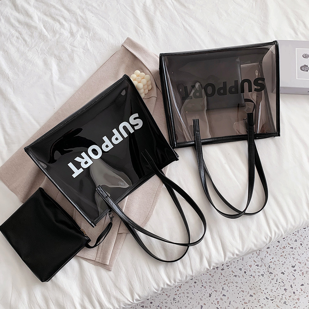 PVC Women Transparent Handbag Composite Bags Stylish Large Capacity Tote Underarm Bag Zipper Pouch Streetwear#17 swissmilitary