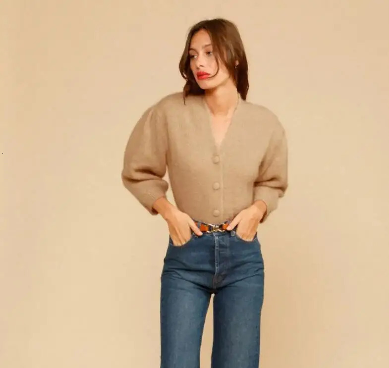 Early Spring Products Women Sweater Wool Blend Front Button Knitted Cardigan Retro Flower Twisted Crochet 240701wtt