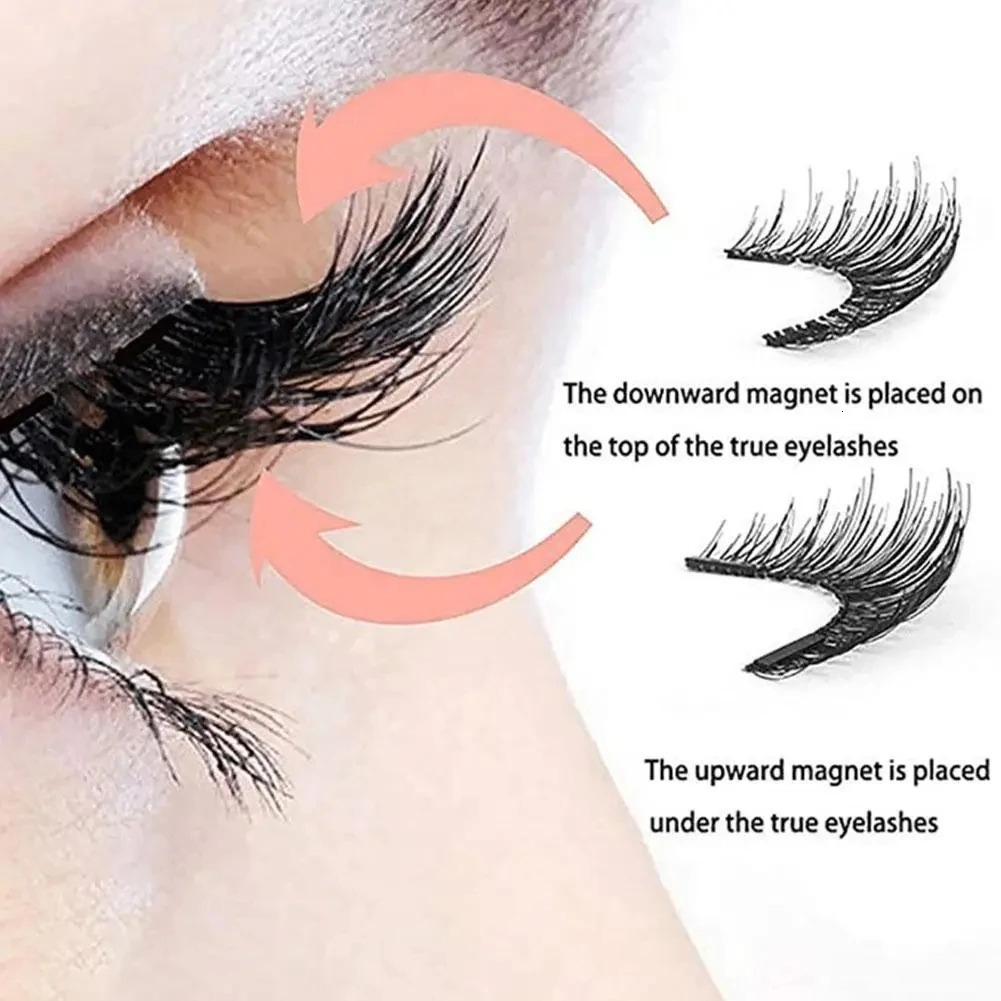 Magnetic Eyelashes Curler Long Thick 3D Magnetic Lashes Reusable Magnetic False EyelashesTweezer Set Natural Looking W Eyeliner 240702