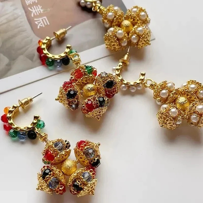 Inspired cross Portuguese transporter bead earrings for women Roman vintage court jewelry 240702