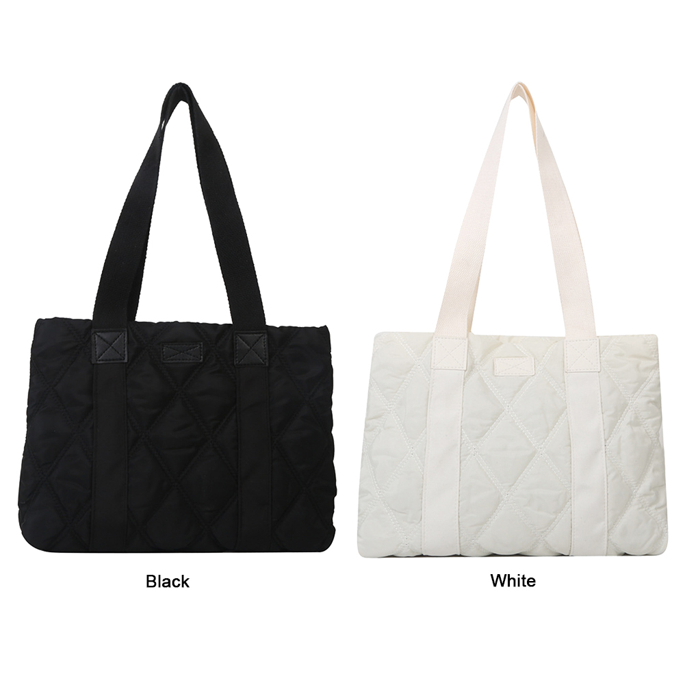 Women Cotton Padding Tote Large Capacity Pluffy Shoulder Purse Solid Color Waterproof Female Autumn Winter Daily Bagh7.3#13.86