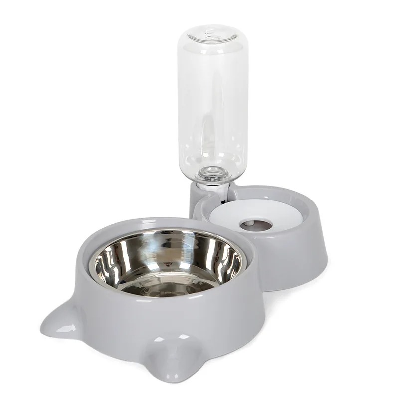 New 2-in-1 Dispenser Automatic Water Storage Dog Cat Bowl Food Container with Pet Waterer Feeder