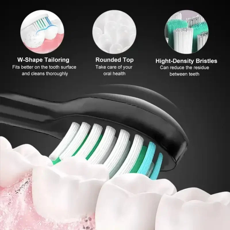 The electric toothbrush comes with a 6-head brush a rechargeable portable electric toothbrush with a holder and travel case 240702