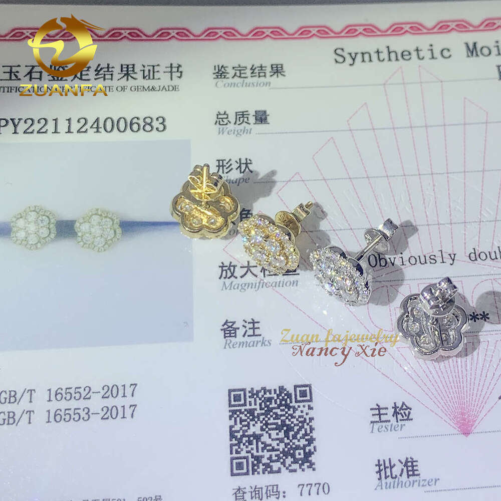 Hot Wholesale Unique Small Fancy Shiny 10K Real Gold Diamond Moissanite Stud Earrings For Men