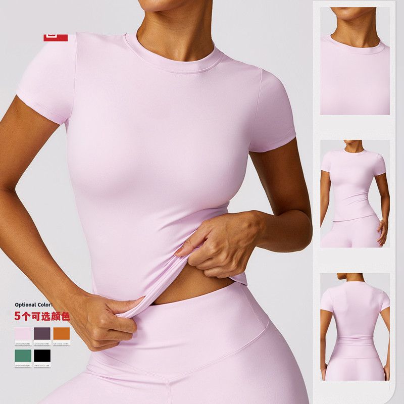 New models for 2025 Womens Yoga Tops Cew Neck Finess Short Sleeve T Shirt Skinfriendly Workout Breathble Cotton Tight Top Women