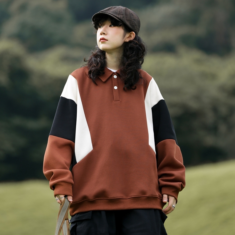 2024 T-shirt couple loose top men and women's casual long sleeved polo hoodie F7.3#44.1