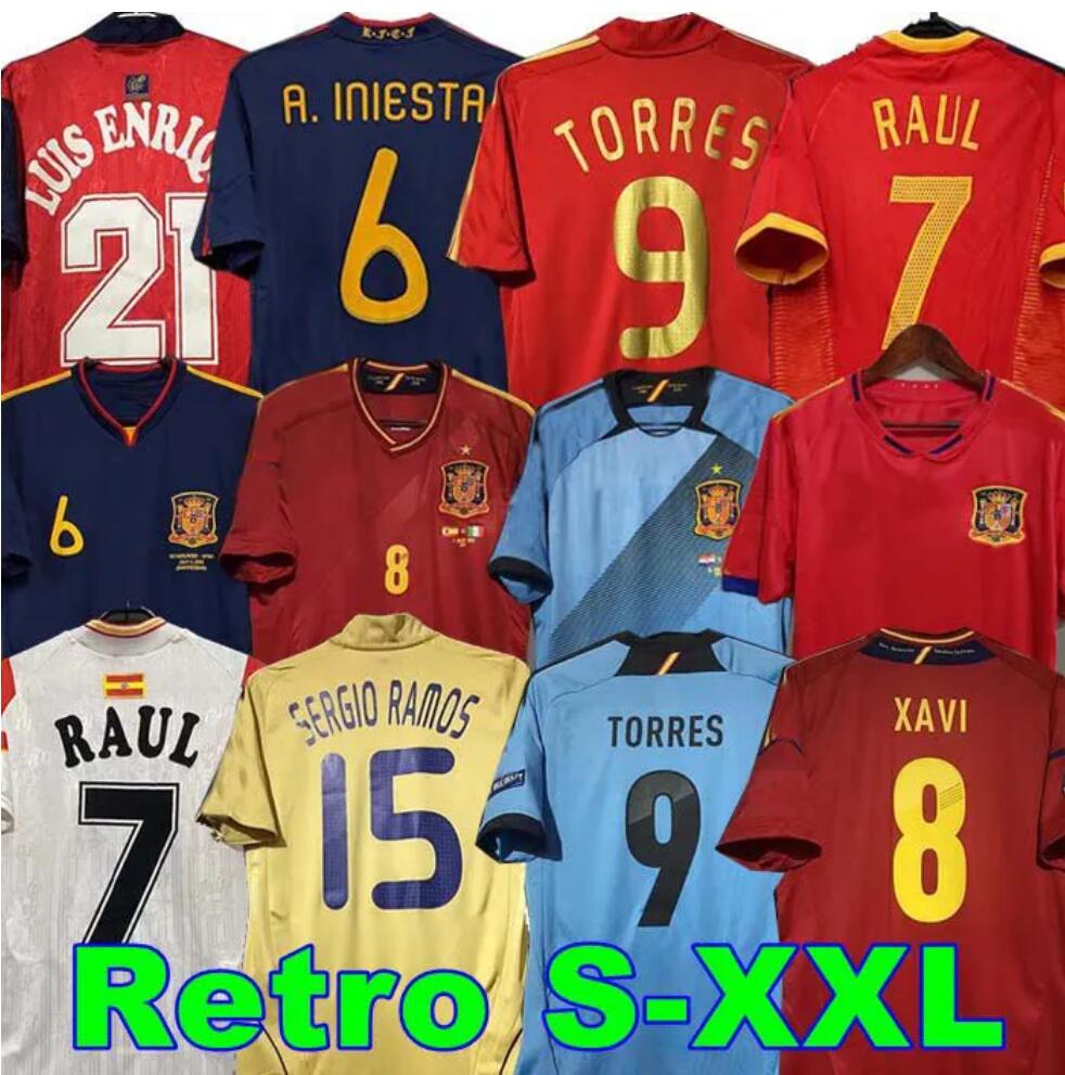 Retro Spain Soccer Jersey: Classic Espana Football Shirt for Fans, 1992-2024 XAVI DAVID VILLA ROMAS