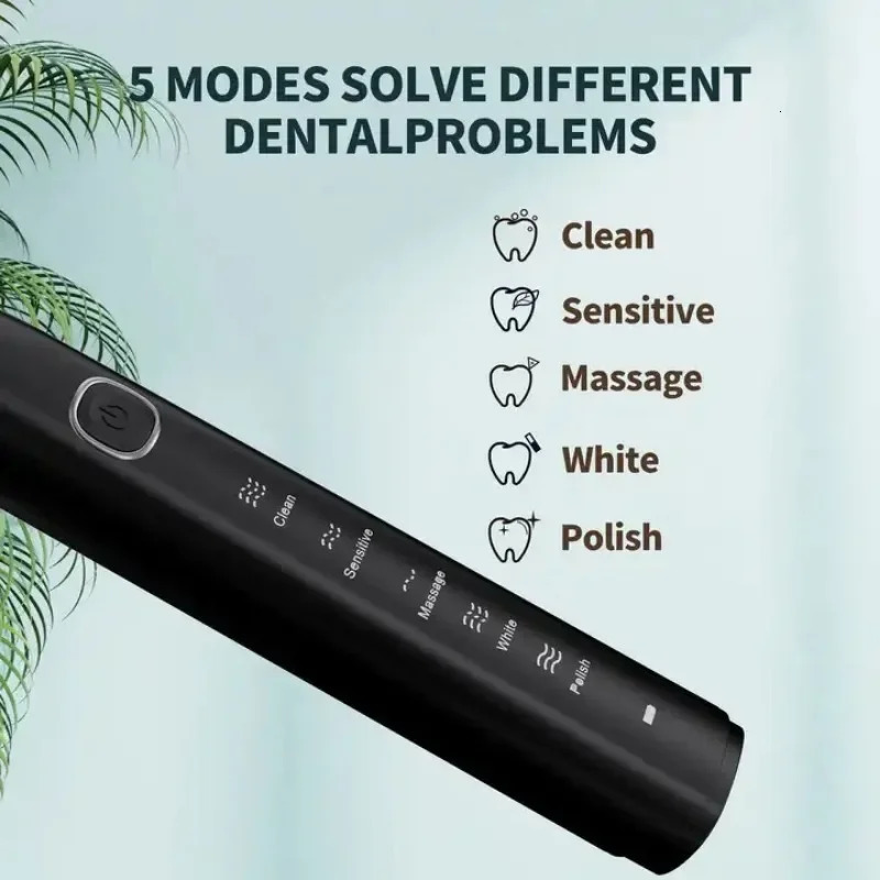 The electric toothbrush comes with a 6-head brush a rechargeable portable electric toothbrush with a holder and travel case 240702