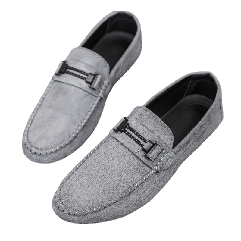 Breathable, wearable, slip-on shoes, British soft-soled lightweight men's fashion formal slip-on shoes grey
