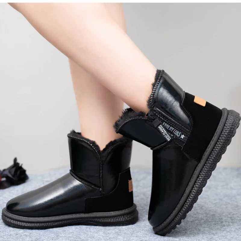 Womens Snow New Plus Veet Thick Zip Waterproof Non-slip Fur Integrated Winter Warm Cotton Shoes and Boots XW6.5