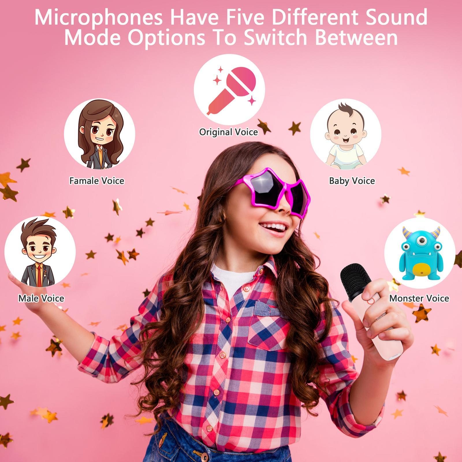 Mini Karaoke Machine for Kids with 2 wireless microphones Portable Bluetooth 5.3 Speaker LedLights Karaoke Gifts for Girls Boys Adult Birthday