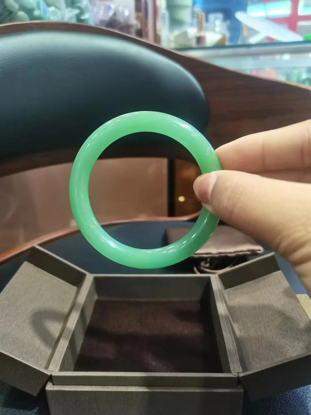 Original Ecological exquisite Green Jadeite Bracelet Genuine Dongling Jade Bangle circular Handring Lucky Fine Jewelry 240627