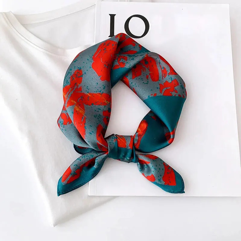 2024 Pashmina 100% Mulberry Silk Scarf Fashion Women Summer Beach Small Scarves Shawl Poncho 53*53cm Hijab Bandana Kerchief 240702