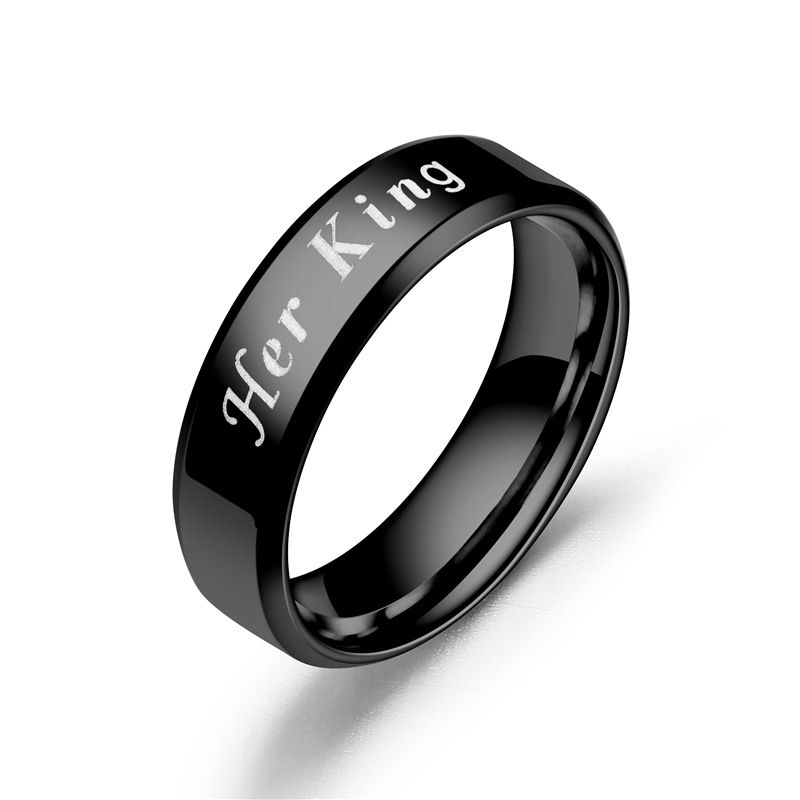 Popular Silver Black Stainless Steel Rings His Queen Her King Rings Fashion Couple lover Promise Ring for Women Man Distance Ring Gift Fashion Jewelry