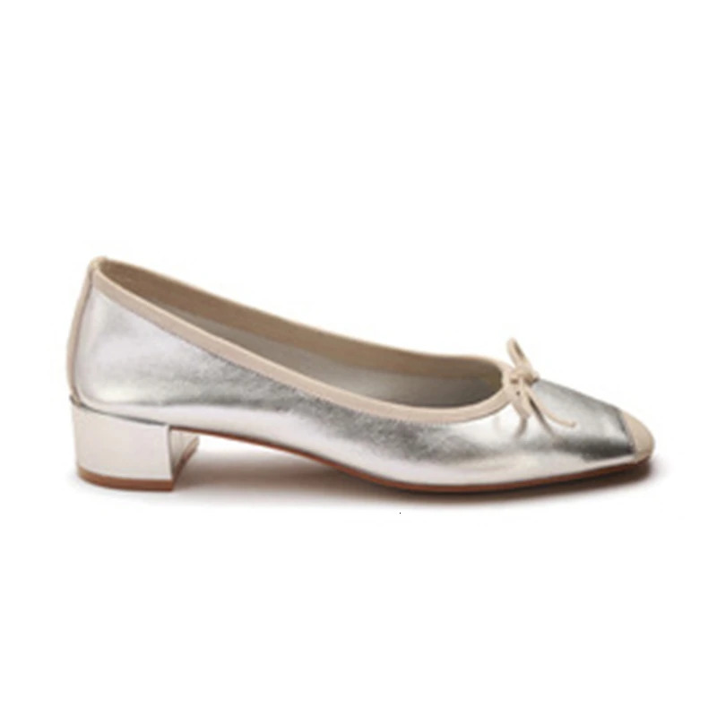 Fashion Elegant Silk Ballerinas Women Pumps Slip on Loafers Round Toe Square Heels Bowknot Casual Spring Autumn Shoes 240703
