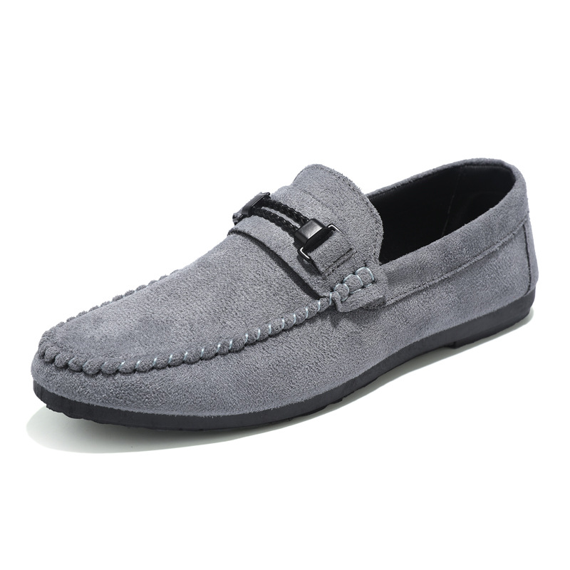 Breathable, wearable, slip-on shoes, British soft-soled lightweight men's fashion formal slip-on shoes grey