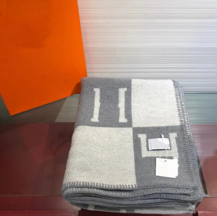 H letter cashmere designer soft scarf shawl portable warm plaid sofa bed wool knit blanket 140-170CM