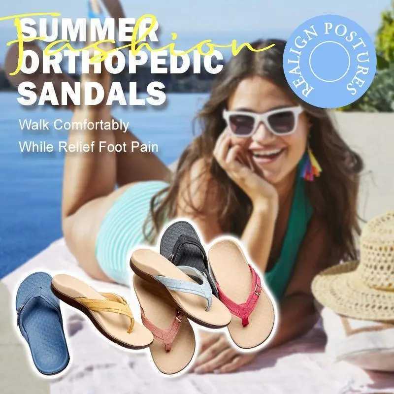 Slippers Womens orthopedic sandals arched support sandals for plantar fasciitis comfortable summer sandals flat bottomed informal sandals XW6.5