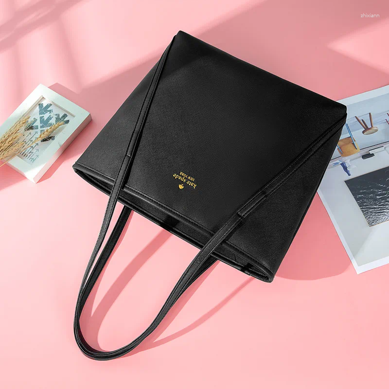 Shoulder Bags hot Two Top Handles Women's With Zipper Handbags Women Large Capacity Female Solid Black Big