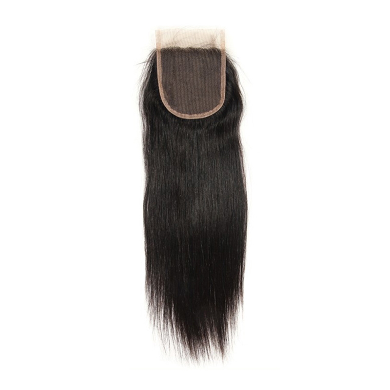 Brazilian Malaysian Indian 100% Human Virgin Hair 4X4 Lace Closure Free Part Straight 10-24inch Natural Color