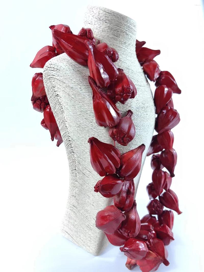 Decorative Flowers Traditional Natural Red Ula Fala Necklace Formal Occasions Handmade Men And Women Accessories For Celebratory