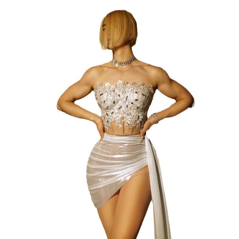 Runway Dresses Knee Length White Pearls Cocktail Dresses Mermaid Off Shoulder Prom Dresses For Women Abiti Da Sera Grand Evening Party Dresses