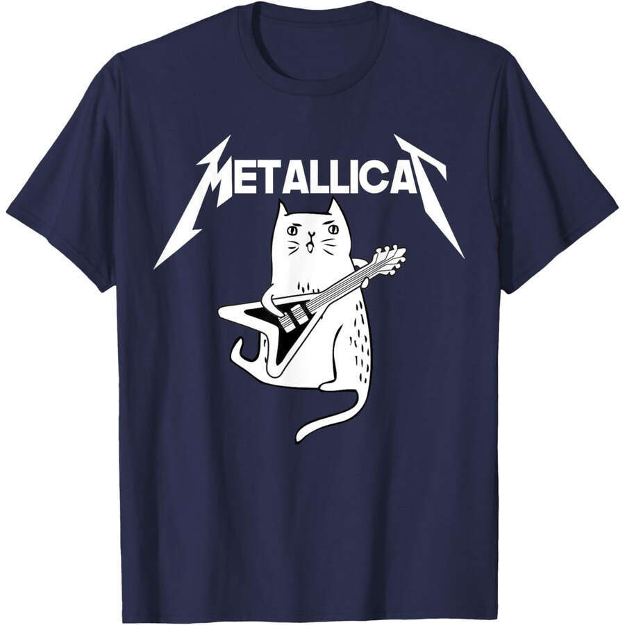 Designer Mens Womens T shirts tshirt S tees clothes tops Mettalicat Rock Band Guitar Funny Christmas Gift T-Shirt
