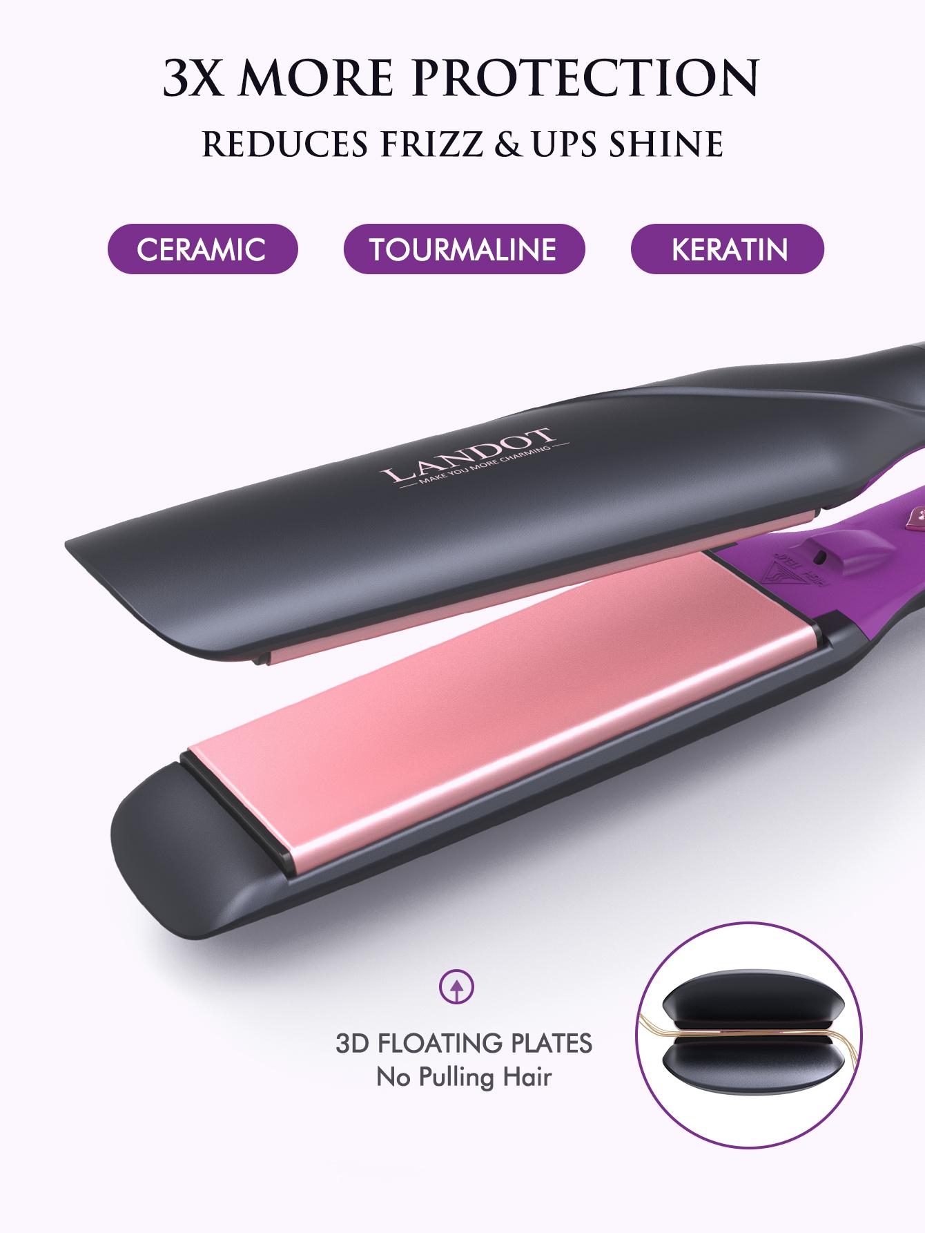 US stock Straightener and Curler 2 in 1 - Professional Ceramic Straightening Curling Iron for Straighten Curl Wave Hair - Dual Voltage 12 Digital Heat
