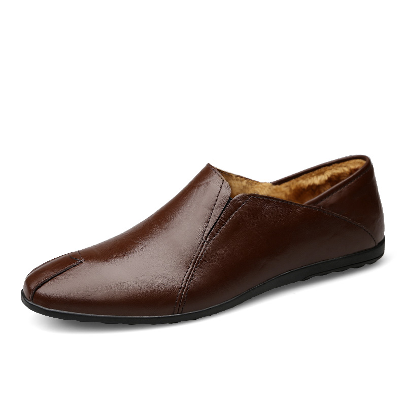 Lightweight Loafers Warm with Fur Mens Moccasin Shoes Winter Men Flats Breathable Casual Slip-on Comfortable Plus Size Footwear