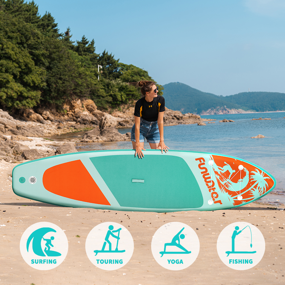 FunWater SUP Surfboard paddleboard 350CM/335CM inflatable stand up paddle board sup supboard padel water sport with Backpack Paddles coconut tree koi 