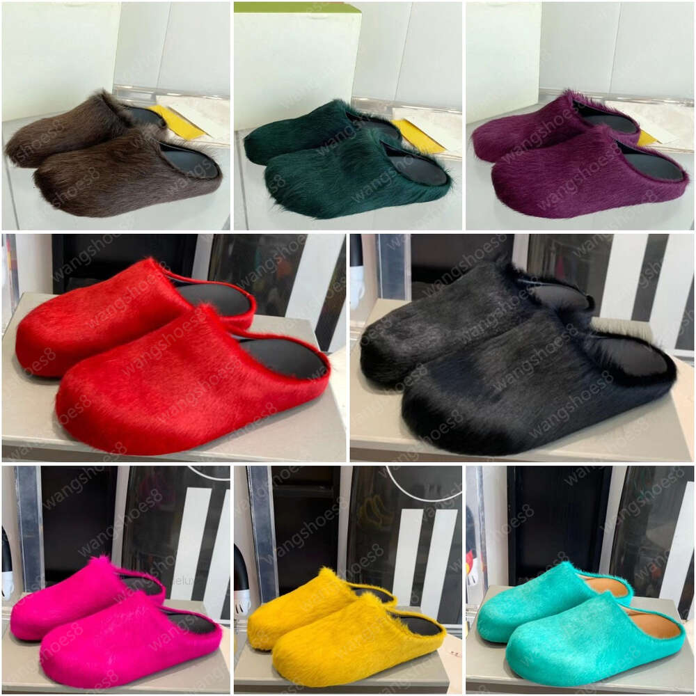 marnii marnie designer shoe fussbett sabot sandal luxury men women horsehair slipper winter raffia beach loafers long marnis marniis calf hair leather sh