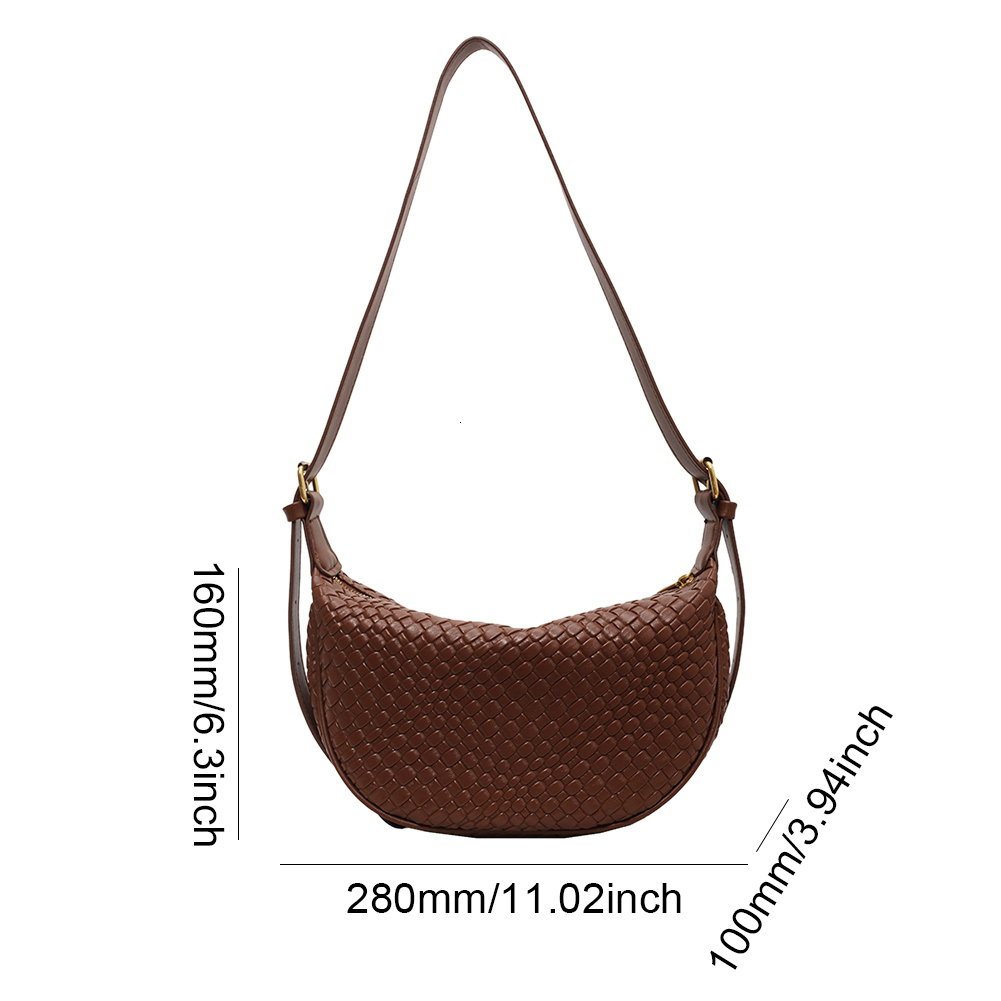 Women Daily Adjustable Strap Woven Simple Hobo Solid Color Stylish Shoulder Shopping Bag H7.3#17