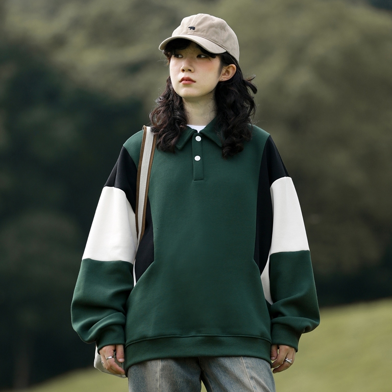 2024 T-shirt couple loose top men and women's casual long sleeved polo hoodie F7.3#44.1