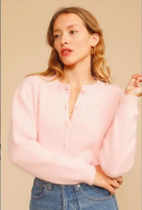 Early Spring Products Women Sweater Wool Blend Front Button Knitted Cardigan Retro Flower Twisted Crochet 240701wtt